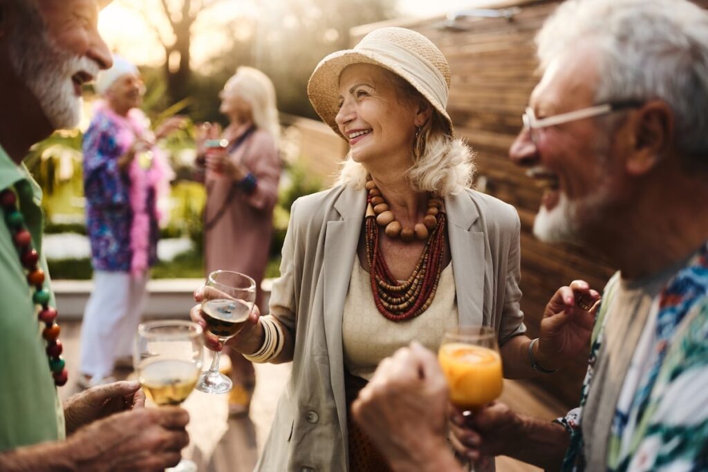 seniors enjoy cocktails in the fall