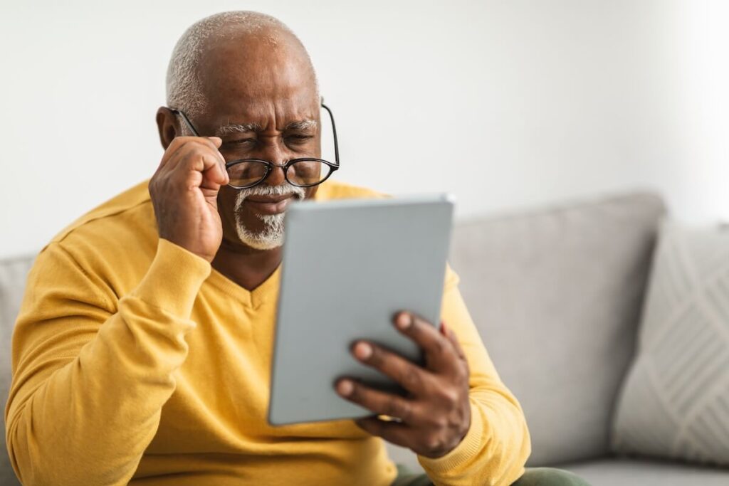 Older adult with vision problems