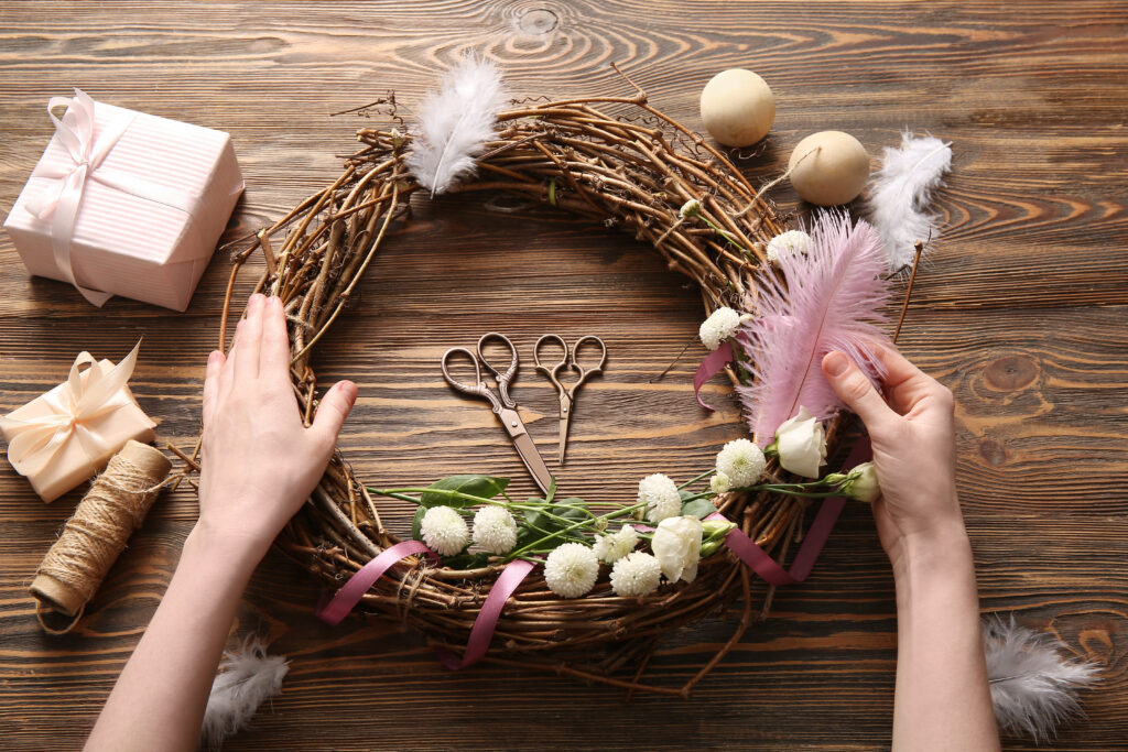 spring wreath making